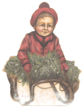 Child On Sled - Boardwalk Originals Christmas Decoration & Display